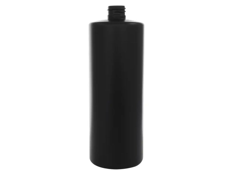 32 oz Black 28-410 HDPE Cylinder Round Plastic Bottle
