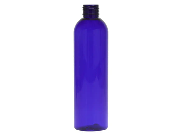 8 oz Blue 24-410 PET Cosmo Round Plastic Bottle