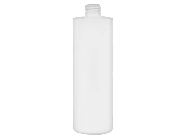 12 oz White 24-410 Cylinder Round HDPE Plastic Bottle
