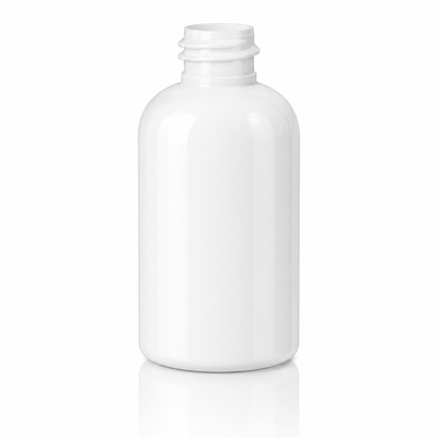 2 oz White 20-410 PET Boston Round Plastic Bottle