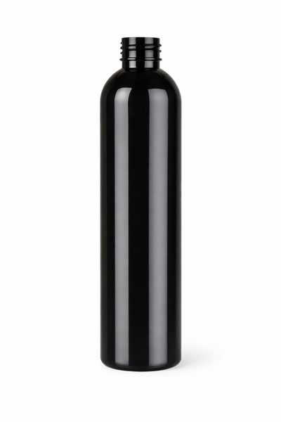 8 oz Black 24-410 Cosmo Round PET Bottle