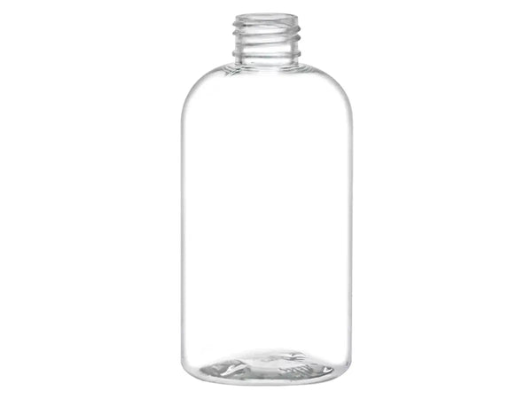 8 oz Clear 24-410 PET Boston Round Plastic Bottle