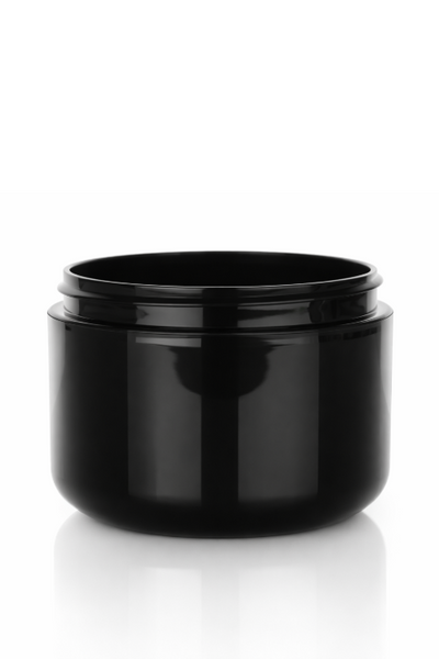 8 oz Black 89-400 Double Wall PP Plastic Jar Round Base
