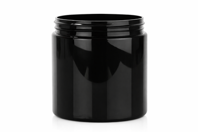 8 oz Black 70-400 PET Plastic Jar