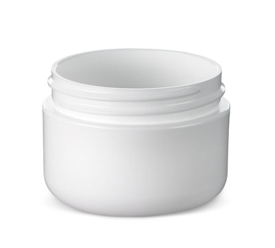 1 oz White 53-400 PP Double-Wall Round Base Plastic Jar