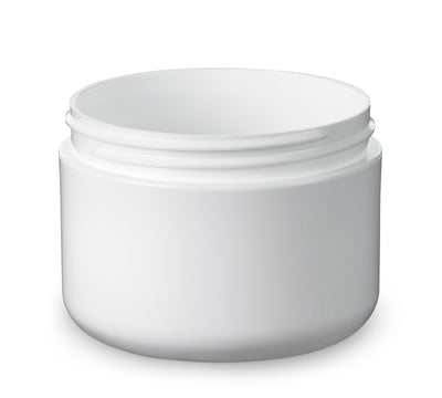 8 oz White 89-400 Double Wall Round Base PP Plastic Jar