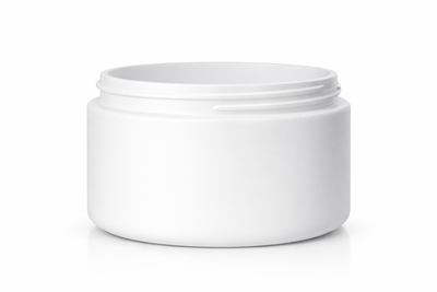 8 oz White 89-400 PET Straight Sided Wall Low Profile Plastic Jar