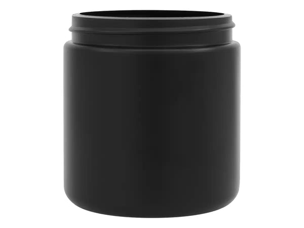 8 oz Black 70-400 HDPE Single-Wall Plastic Jar
