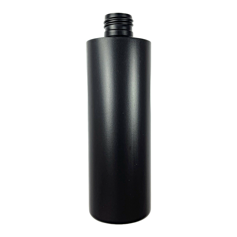 8 oz Black 24-410 HDPE Cylinder Round Plastic Bottle