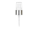 20-410 Silver/White Cosmetic Treatment Pump (4" dip tube, 130mcl output)