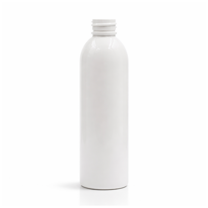 6 oz White PET Cosmo Round Bottle with 24-410 Neck