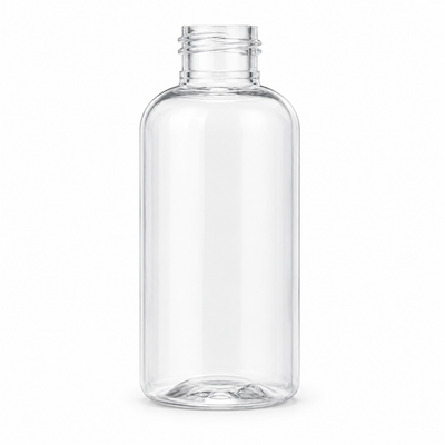 2 oz Clear 20-410 Boston Round PET Plastic Bottle