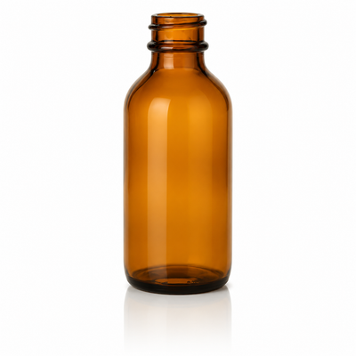 2 oz Amber 20-400 Boston Round Glass Bottle