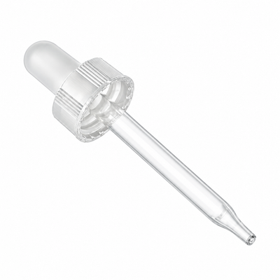 20-400 White Ribbed Dropper Assembly Glass Pipette (Fits 1 oz)