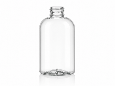 4 oz 20-410 Clear PET Boston Round Squat Plastic Bottle