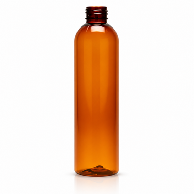 8 oz Amber 24-410 PET  Cosmo Round Bottle
