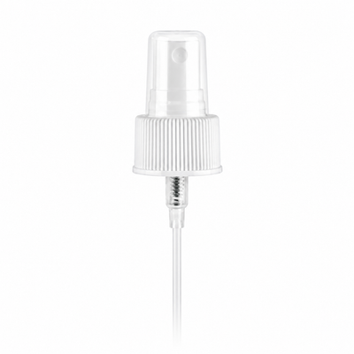 24-410 White Fine Ribbed Fine Mist Sprayer 6.75" Dip Tube (Output 0.16cc)