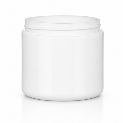 4 oz White 70-400 PP Double-Wall Round Square Base Plastic Jar