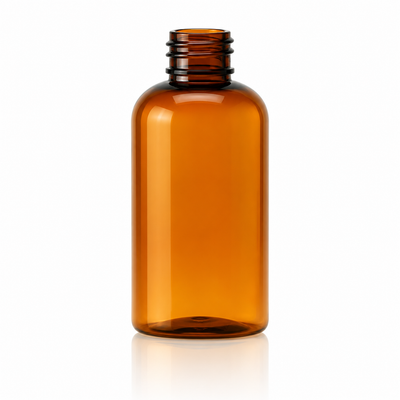 2 oz Amber 20-410 PET Boston Round Plastic Bottle