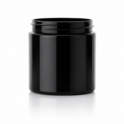 4 oz Black 58-400 PET Single Wall Straight Sided Plastic Jar
