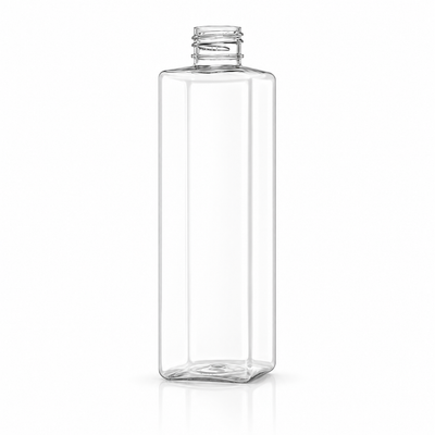 8 oz Clear 24-410 PET Square Plastic Bottle