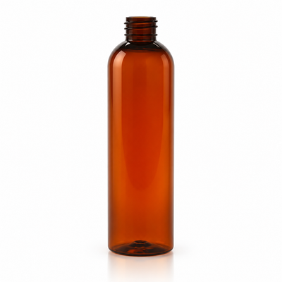 8 oz Dark Amber 24-410 PET Cosmo Round Plastic Bottle