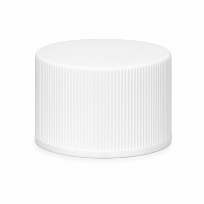 24-410 White Ribbed Plastic Cap (Foam Liner)