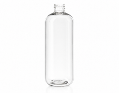 16 oz Clear 28-410 PET Boston Round Plastic Bottle