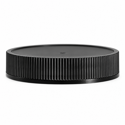 70-400 Black Ribbed Plastic Cap with Pressure Sensitive Liner