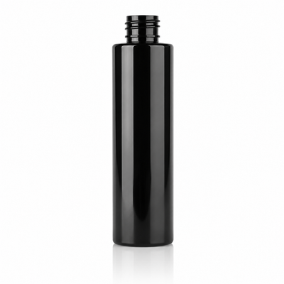 4 oz Black 24-410 PET Cylinder Round Plastic Bottle