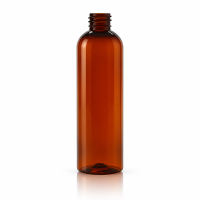 4 oz Dark Amber 20-410 Cosmo Round PET Plastic Bottle 100% PCR
