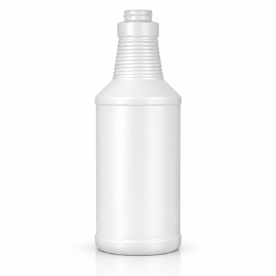 32 oz White 28-400 HDPE Carafe Style Round Ringed Neck Plastic Bottle