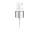 20-410 Brushed Aluminum/ White Metal Shelled Cosmetic Treatment Pump (4" Dip Tube, 130mcl Output)