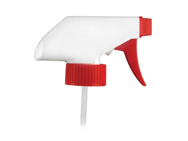28-400 Red/White Ribbed Trigger Sprayer TS-800 Ergo Spray Stream/Off (9.25" Dip tube) .9cc