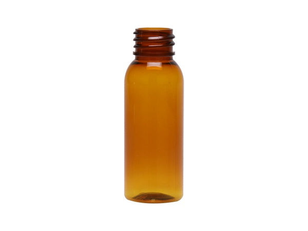 1 oz 20-410 Amber PET Cosmo Round Bottle