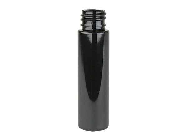 1 oz 20-410 Black PET Cylinder Round Plastic Bottle