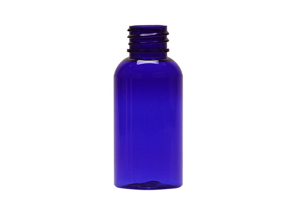 1 oz Blue 20-410 PET Boston Round Plastic Bottle
