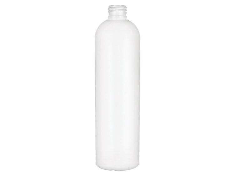 12 oz White 24-410 HDPE Cosmo Round Plastic Bottle