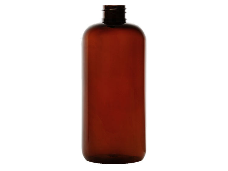 16 oz Plastic Boston Round Bottle 24-410 Amber PET