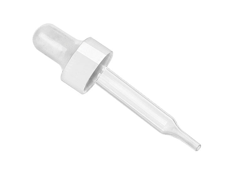 18-400 White Smooth Dropper Assembly 66mm Glass Pipette