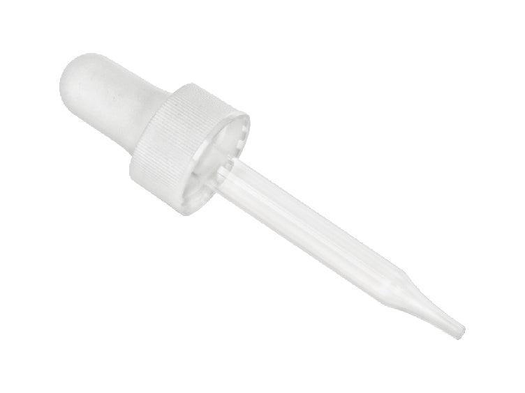 18-400 White Fine-Ribbed Dropper Assembly (Fits 1/2 oz bottle)