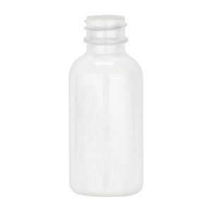 1 oz White 20-400 Boston Round Opal Glass Bottle