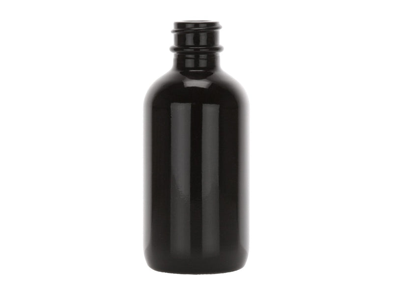 2 oz Black 20-400 Boston Round Glass Bottle
