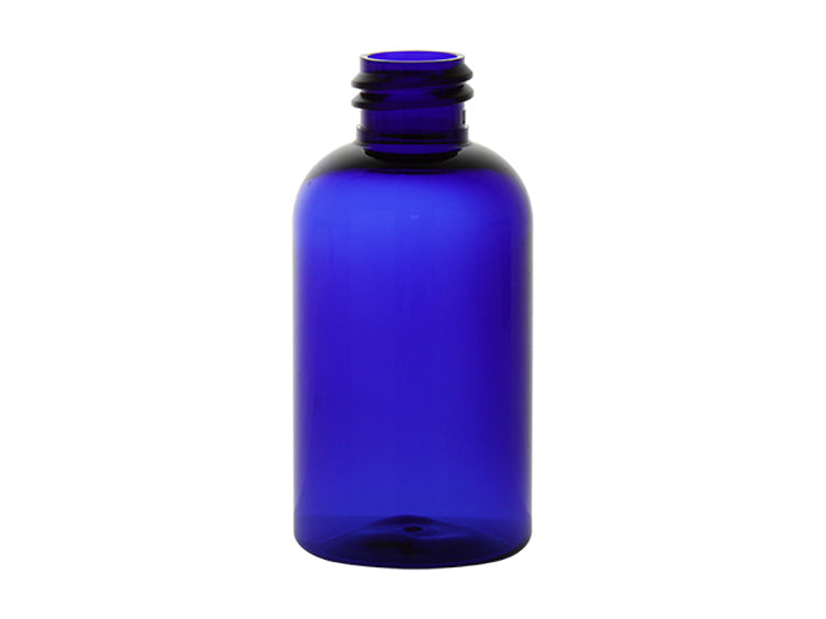 2 oz Blue 20-410 PET Boston Round Bottle