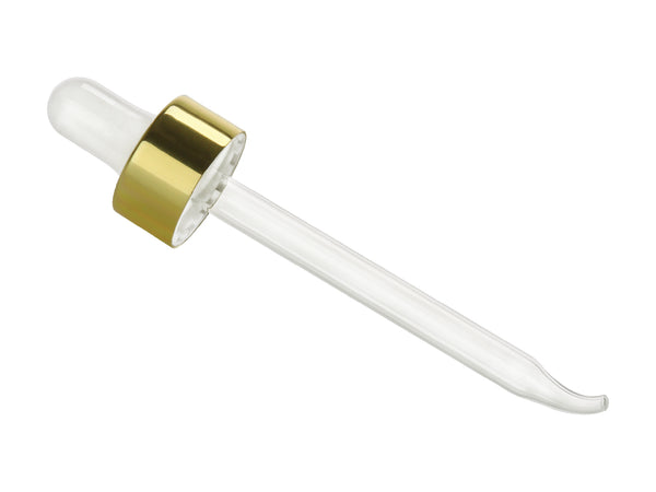 20-400 Gold And White Metal Shelled Dropper Assembly Bent Tip Glass Pipette ( Fits 2oz )