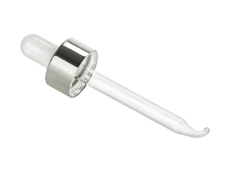 20-400 Silver Metal Shelled Closure White Bulb Dropper Assembly with a 2.75" Pipette (Fits 1 oz)