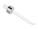 20-400 Silver Metal Shelled Closure White Bulb Dropper Assembly with a 3.375" Pipette (Fits 2 oz)