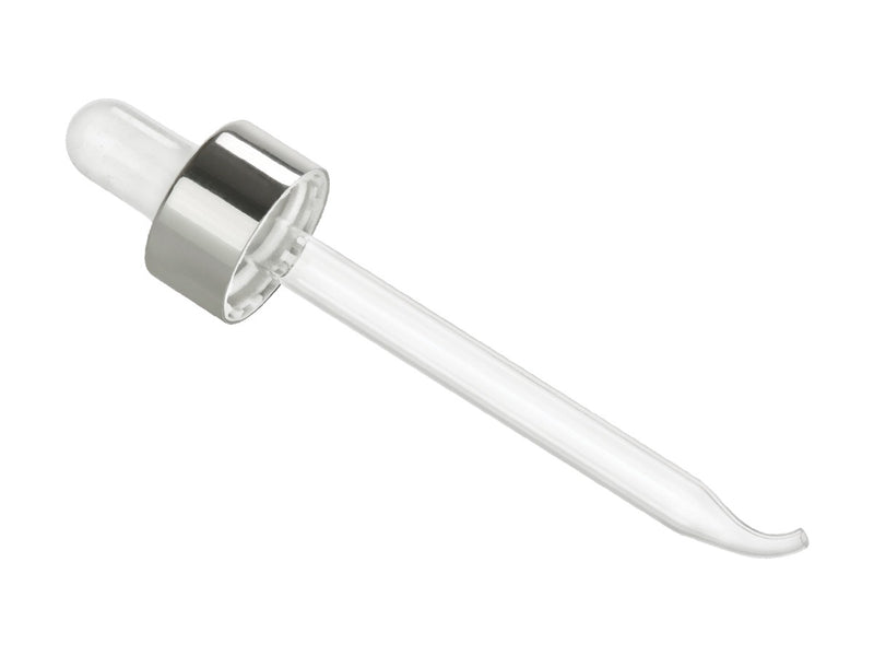 20-400 Silver Metal Shelled Closure White Bulb Dropper Assembly with a 3.375" Pipette (Fits 2 oz)