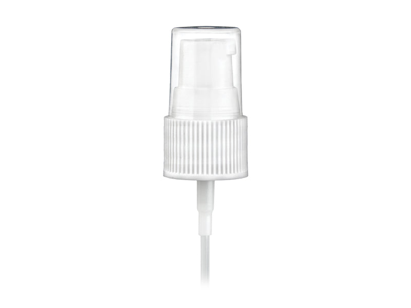 20-400 White Ribbed Cosmetic Treatment Pump (130mcl Output, 3.5625" Dip Tube)
