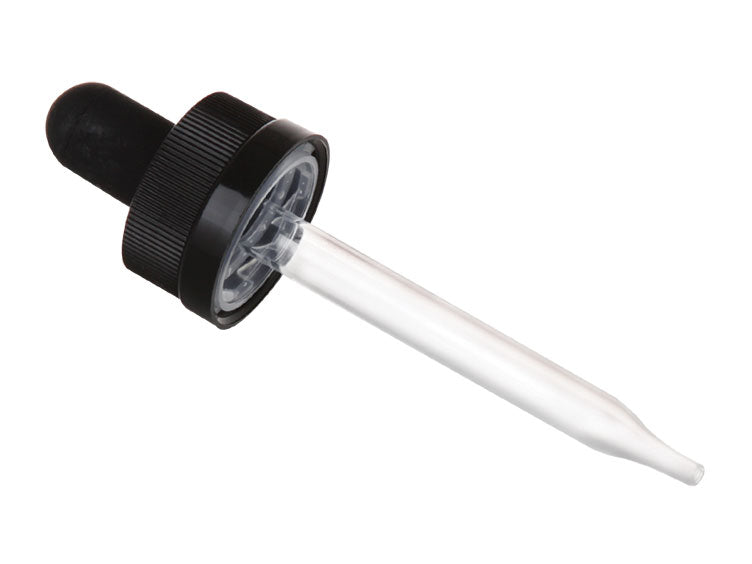 20-400 Black Ribbed Child-Resistant Dropper Assembly (Fits 1 oz)